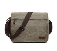 DEEVORCA Mode Herren Umhängetasche Vintage Canvas Kuriertasche 14 Zoll Laptoptasche Schultertaschen für Casual Reise Urlaub Schula Bergsteigen Männer Arbeitstasche Leinwand Aktentasche Grün