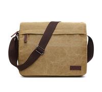 DEEVORCA Mode Herren Umhängetasche Vintage Canvas Kuriertasche 14 Zoll Laptoptasche Schultertaschen für Casual Reise Urlaub Schula Bergsteigen Männer Arbeitstasche Leinwand Aktentasche Khaki