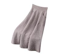 Dehnbarer Strickrock - Einfarbiger Mittellanger Strickrock Mit Hoher Taille Und A-Linie Mit Tasche Weich Warm Locker Passend Für Herbst Und Winter Khaki L