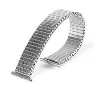 Dehnbares Uhrenarmband aus Edelstahl, 12 mm, 14 mm, 16 mm, 18 mm, 20 mm, einziehbares Uhrenarmband aus Metall, Unisex-Armband, Uhrenersatzarmband, geeignet for Smart- oder herkömmliche Uhren(Silver,16