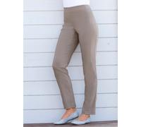 Dehnbund-Hose STEHMANN, Damen, Gr. 20, Kurzgrößen, grau (taupe), 72% Viskose, 25% Polyamid, 3% Elasthan, unifarben, lang, Hosen (358249-20) taupe