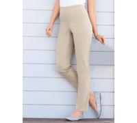 Dehnbund-Hose STEHMANN, Damen, Gr. 42, Normalgrößen, beige (sand), 72% Viskose, 25% Polyamid, 3% Elasthan, unifarben, lang, Hosen (327501-42) sand