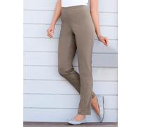 Dehnbund-Hose STEHMANN, Damen, Gr. 44, Normalgrößen, grau (taupe), 72% Viskose, 25% Polyamid, 3% Elasthan, unifarben, lang, Hosen, Topseller (724933-44) taupe