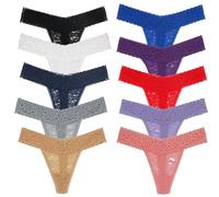 Deigecil Damen-String Spitze Multi-Pack T Back Unterhosen Tanga String Plus-Size, Packung mit 10 verschiedenen Farben und Mustern aus Spitze, Multicolored B 10 Assorted, XXL