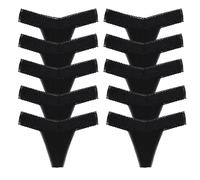 Deigecil Schwarz String Tanga Damen Set Spitze Unterhosen Frauen Sexy unterwäsche mädchen Thongs for Women Mehrpack 10er Pack Größe S