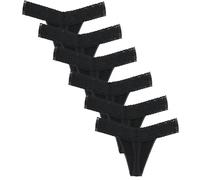 Deigecil String Tanga Damen Spitze Schwarz, Sexy Unterwäsche Frauen Hipster Unterhosen Baumwolle Thongs for Women Mehrpack 6er Pack Größe XS-4XL