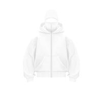 DEJIN Polar Mask Hoodie, Herren Mode Daunen Vollreißverschluss Hoodie mit Gesichtsmaske, Sturmhaube Warmes Winddichtes Sweatshirt, weiß, S