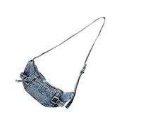 DEKKRYNFV Retro Distressed Jean Fabric Shoulder Bag Schultertasche Leichtes Langlebiges Design Geräumiger Innenraum Für Reisen Pendeln Multi Pocket Shoulder Bag Aus Jean Fabric