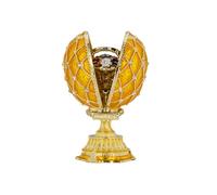 Deko Schmuckei 7 cm gelbe aufklappbare Schmuckdose in Ei-Form mit Blumen-Bouquet