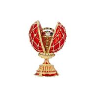 Deko Schmuckei 7 cm rote aufklappbare Schmuckdose in Ei-Form mit Blumen-Bouquet