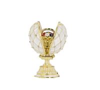 Deko Schmuckei 7 cm weiße aufklappbare Schmuckdose in Ei-Form mit Blumen-Bouquet