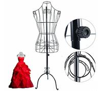 Dekobüste Kleiderständer Schaufensterpuppe Schneiderpuppe 140-170cm Verstellbar Draht Torso Schwarz Schneiderbüste aus Metall