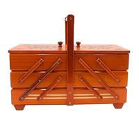 Dekohelden24 Hochwertiger Nähkasten, Nähkästchen aus Furnierholz mit 7 Fächern in Mahagoni, L/B/H 42 x 20 x 21 cm