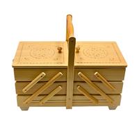 Dekohelden24 Hochwertiger Nähkasten, Nähkästchen aus Furnierholz mit 7 Fächern in Natur, L/B/H 42 x 20 x 21 cm