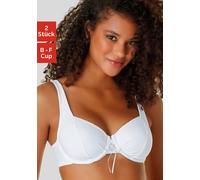 Dekolleté-BH PETITE FLEUR, Damen, Gr. 100, Cup D, schwarz-weiß (weiß, schwarz), Microtouch, Obermaterial: 82% Polyamid (TACTEL), 18% Elasthan (LYCRA), BHs, mit Bügel und schönen Raffungen im Cup, Dess