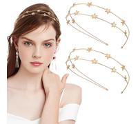 Dekorative Haarreifen Stern Gold 2 Stück Legierung für Frauen Geschenkideen | Leichtes Glänzendes Haaraccessoire, für Kurzhaar und Brautfrisur, Fotoaufnahmen und Jubiläen, Modisch