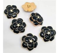 Dekorative Knöpfe, Knöpfe for Nähen, 18/23 mm, schwarz-weiß, Kamelien-Metallknöpfe for Kleidung, Luxus-Knopfhersteller, Basteln, Nähzubehör, Dekor, Bekleidung (Farbe: Weiß, Größe: 18 mm, 5 Stück) ( Co