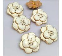 Dekorative Knöpfe, Knöpfe for Nähen, 18/23 mm, schwarz-weiß, Kamelien-Metallknöpfe for Kleidung, Luxus-Knopfhersteller, Basteln, Nähzubehör, Dekor, Bekleidung (Farbe: Weiß, Größe: 18 mm, 5 Stück) ( Co