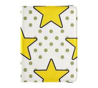 Dekorative Reisepasshülle aus Leder mit gelben Sternen und Punkten, für Reisen, Familie, Geldbörse, Kombi, Reisepasshülle, leicht, Gelb, Gelbe Sterne gepunktet gelb, 1 size
