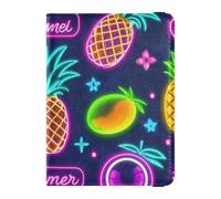 Dekorative Reisepasshülle für den Sommer, Neon-Obst, Ananas, Obst, Leder, Impfausweis, Impfausweis, Impfausweis, Geldbörse, leicht, Summer Neon Fruit Ananas Fruit, 1 size