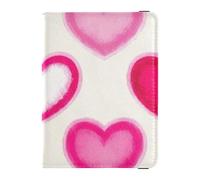 Dekorativer Reisepass- und Impfkartenhalter mit buntem Farbverlauf, Herzform, Pfirsichleder, Reisedokumente, Geldbörse, leicht, buntes Herz mit Farbverlauf, Buntes Herz mit Farbverlauf, Pfirsich, 1