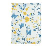 Dekorativer Reisepasshalter aus Leder, Motiv: Blumen, Schmetterlinge, Gelb und Hellblau, für Reisen, Frauen, Impfkartenhalter, Kombi, Reisepasshülle, ultradünn, Verschiedene kleine Blumen,