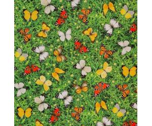Dekostoff Schmetterlingswiese grün-bunt