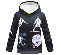 Delanhon Kinder Jungen Nr.7 Fußball Fans Hoodies Unisex Lässig 3D Cool Hoody Sweatshirt Pullover Geschenke, Schwarz , 11-12 Years