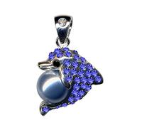 Delfin Blau Echt Sterling Silber 925 Silberanhänger Anhänger Zirkonia Kristalle Kettenanhänger Liebe Glaube Hoffnung Emotion Symbol weiss klar