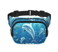 Delfin-Gürteltasche für Damen, wasserdicht, verstellbar, Hüfttasche, modisch, lässig, Crossbody-Tasche, Bauchtasche für Laufen, Workout, Wandern, Reisen, Schwarz, Einheitsgröße, Schwarz ,