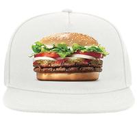 Delicious Double Burger Foot Graphic 5 Panel Snapback Flat Visor Cap Hat Baseballmütze Weiß