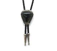 Bolo Ties Krawatte Für Herren - Kleine Dreiecks-Krawatte Mit Natürlichem Türkis-Anhänger, Western-Cowboy-Kostümzubehör, Handgefertigtes Leder-Kragen-Seil, Neuheitsgeschenk, Schwarz, Einheitsgr