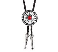 DELIGUO Bolo Ties Krawatte Für Herren - Europäische Amerikanische Geometrische Runde Naturstein-Halsketten-Anhänger-Krawatte, Handgemachter Schmuck-Kostümzubehör, Rot,Einheitsgröße