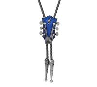 DELIGUO Bolo Ties Krawatte Für Herren - Mode Vintage Musik Gitarre Krawatte Anhänger Lange Halskette, Tanz Rodeo Western Cowboy Leder Seil Schmuck Zubehör, Blau, Einheitsgröße