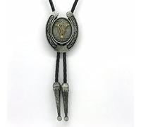 DELIGUO Bolo Ties Krawatte Für Herren - U-Form, Goldener Buchstabe, Geschnitzt, Vintage-Anhänger, Krawatte, Western-Cowboy, Leder, Seil, Hemd, Accessoires, Schmuck Für Erwachsene, V, Einheitsgröße