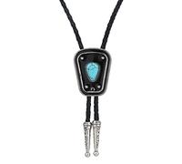 DELIGUO Bolo Ties Krawatte Für Herren - Vintage-Geometrie-Türkis-Anhänger, Krawatte, Schmuck, Western-Cowboy, Herren, Damen, Schwarzes Leder, Seil, Halskette, Hemdzubehör, Schwarz, Einheitsgröße