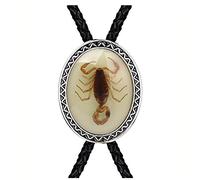 DELIGUO Bolo Ties Krawatte Für Herren - Western Cowboy Naturstein Skorpion Krawatte, Vintage Classic Shirt Accessoires Lederseil Casual All-Match Schmuck Halskette,Gelb,Einheitsgröße