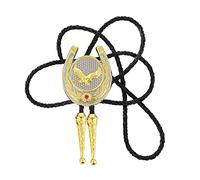 DELIGUO Bolo Ties Krawatte Für Herren - Western Cowboy U-Form, Goldenes Tier, Vintage-Anhänger, Krawatte, Lederseil, Einfaches All-Match-Hemd, Accessoires, Neuheit, Schmuck, Adler, Einheitsgröße