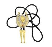 DELIGUO Bolo Ties Krawatte Für Herren - Western Cowboy U-Form, Goldenes Tier, Vintage-Anhänger, Krawatte, Lederseil, Einfaches All-Match-Hemd, Accessoires, Neuheit, Schmuck, Pferd, Einheitsgröße