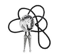 DELIGUO Bolo Ties Krawatte Für Herren - Western Cowboy Vintage Oval Pferd Schmuck Krawatte, Mode Europäisch Amerikanisch Herren Damen Accessoires Leder Krawatten Halsketten, Altsilber, Einheitsgröße