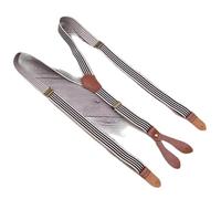 DELIGUO Herren Hosenträger - Vintage Braun Gestreift Bronze 4 Knöpfe Hosenträger Leder Gliederschnalle Flexible Herren Und Damen Hosenträger Hosenträger,Streifen,2Cm