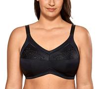 DELIMIRA Damen Mastektomie BH nach Brust op BH ohne Bügel Baumwolle Vollschalen für Große Brust Schwarz 95H