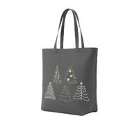 Delindo Lifestyle DIY Stickpackung Weihnachten, graue Einkaufstasche mit Tannenbaum-Muster, 44x37 cm, vorgedruckter Stoff mit Stickgarn