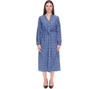 DELMAO Damen Blusenkleid Sommer-Bluse mit Marken-Schriftzug Langarm-Shirt 47783738 Blau 42