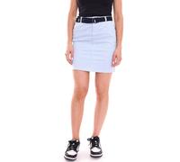 DELMAO Damen knielanger Rock im Streifen-Look Sommer-Rock mit Gürtel 98653165 Blau/Weiß 40