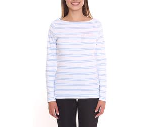 DELMAO Damen Langarm-Shirt gestreiftes Baumwoll-Sweatshirt 85025237 Blau/Weiß 32/34