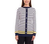 DELMAO Damen Langarm-Shirt gestreiftes Rundhals-Sweatshirt 16256460 Blau/Weiß 32/34