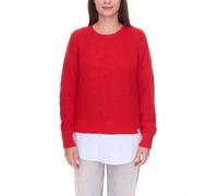 DELMAO Damen Stick-Pullover mit Blusensaum Langarm-Sweater im 2in1-Look 44176718 Rot 36/38
