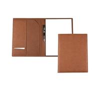 DELMON VARONE - Personalisierbare Schreibmappe DIN A4 aus Saffiano Lederimitat braun, Organizer Konferenzmappe mit Notizblock, Stiftschlaufe & Steckfächer, Business Besprechungsmappe in Kunstleder