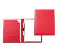 DELMON VARONE - Personalisierbare Schreibmappe DIN A5 aus „EcoAppleLeather“ Rot, Recycled Öko Apfel Leder Konferenzmappe mit Notizblock, Stiftschlaufe & Steckfächer, vegane Ökoleder Organisationsmappe